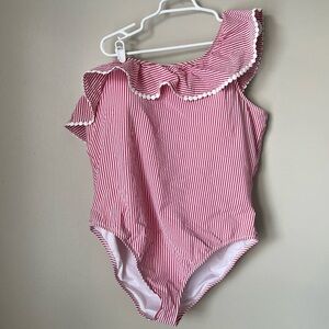 J.Crew Women’s Red White Striped SeersuckerOne Shoulder Dress Size 20 New